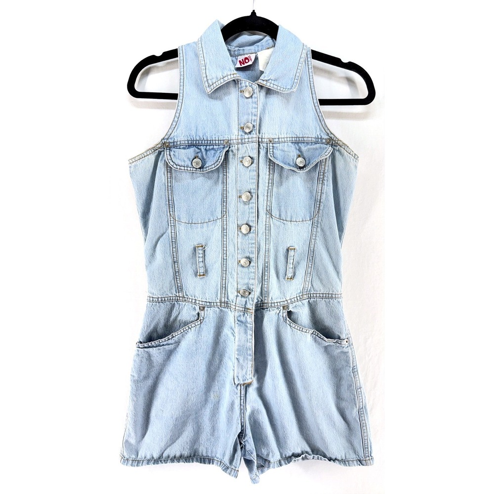 No Boundaries Womens Light Wash Denim Romper S Y2K Kidcore Girly Grunge 90s Vntg